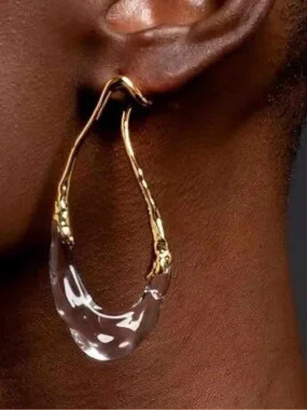 Sculptural Gold & Crystal Teardrop Earrings